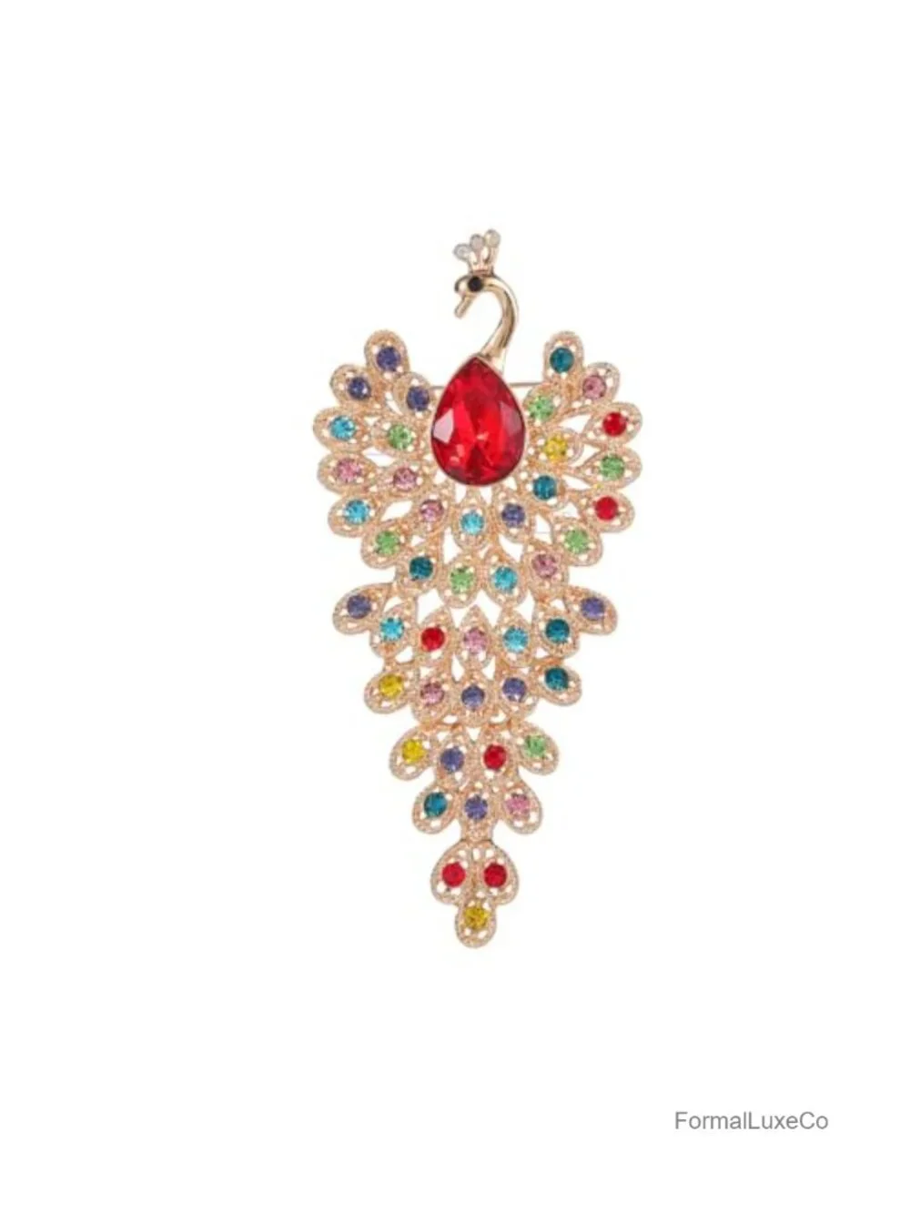 Crystal Peacock Brooch Pin Women's Vintage Alloy Jewelry Gift